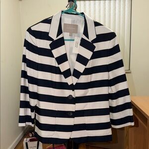 Banana Republic Black and White Striped Blazer